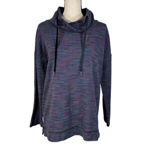 T by Talbots Medium Jacket Pullover Cowl Neck Long Sleeves Stretch Geometric